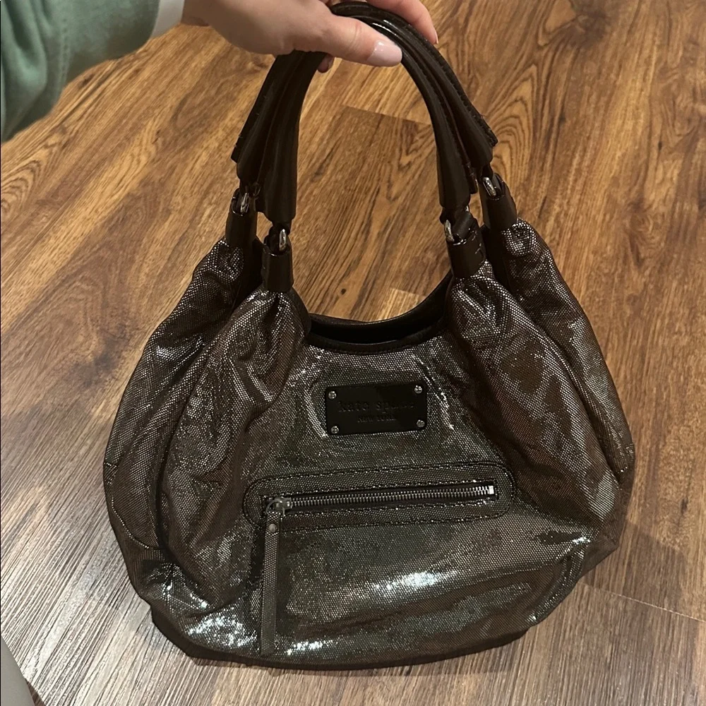 Rare Vintage Kate Spade Metallic Silver Hobo Bag - EUC!